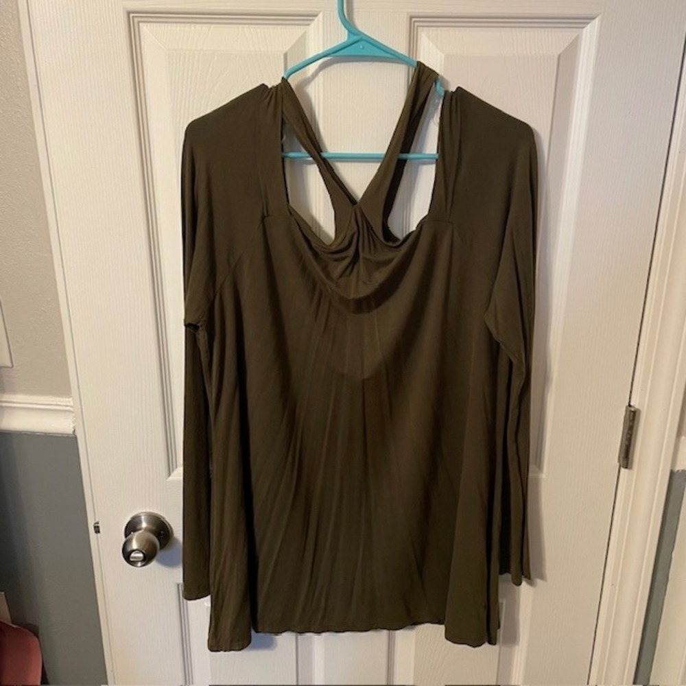 Chic Soul Olive Green halter straps off the shoulder long sleeves Plus Size 3X